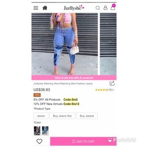 African Mall Stitching Wool Matching Slim Jeans